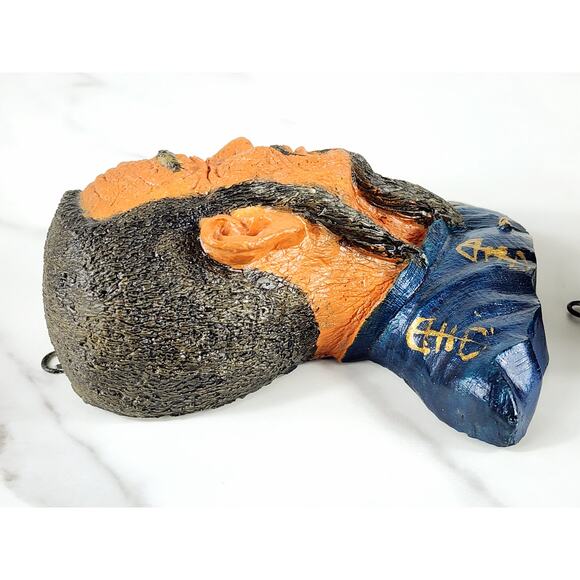 Bust Chinese Asian Oriental Senior Chalkware 5" Wall Decor 80s Wall Hanging x2 - Picture 11 of 14